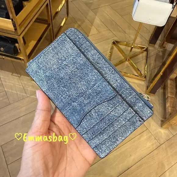 Tory Burch Britten Zip Card Case 180075 Oceanside $160 - Picture 2 of 6